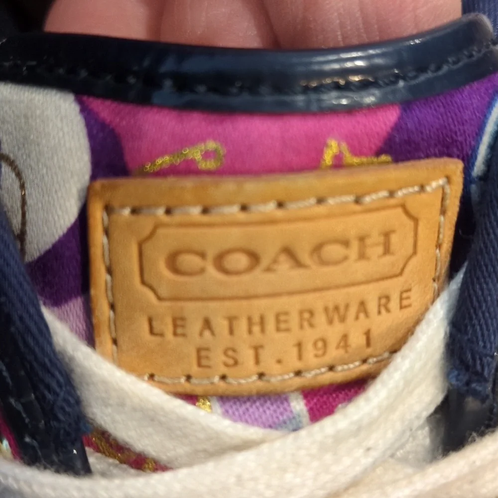 💗💙Coach Women's Pink and Purple Patterned Sneakers size 5.5💗💙 GORGEOUS!!!💙 - Picture 10 of 11